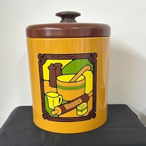 Vintage Bisquick Aluminum Canister Yellow with Brown Lid